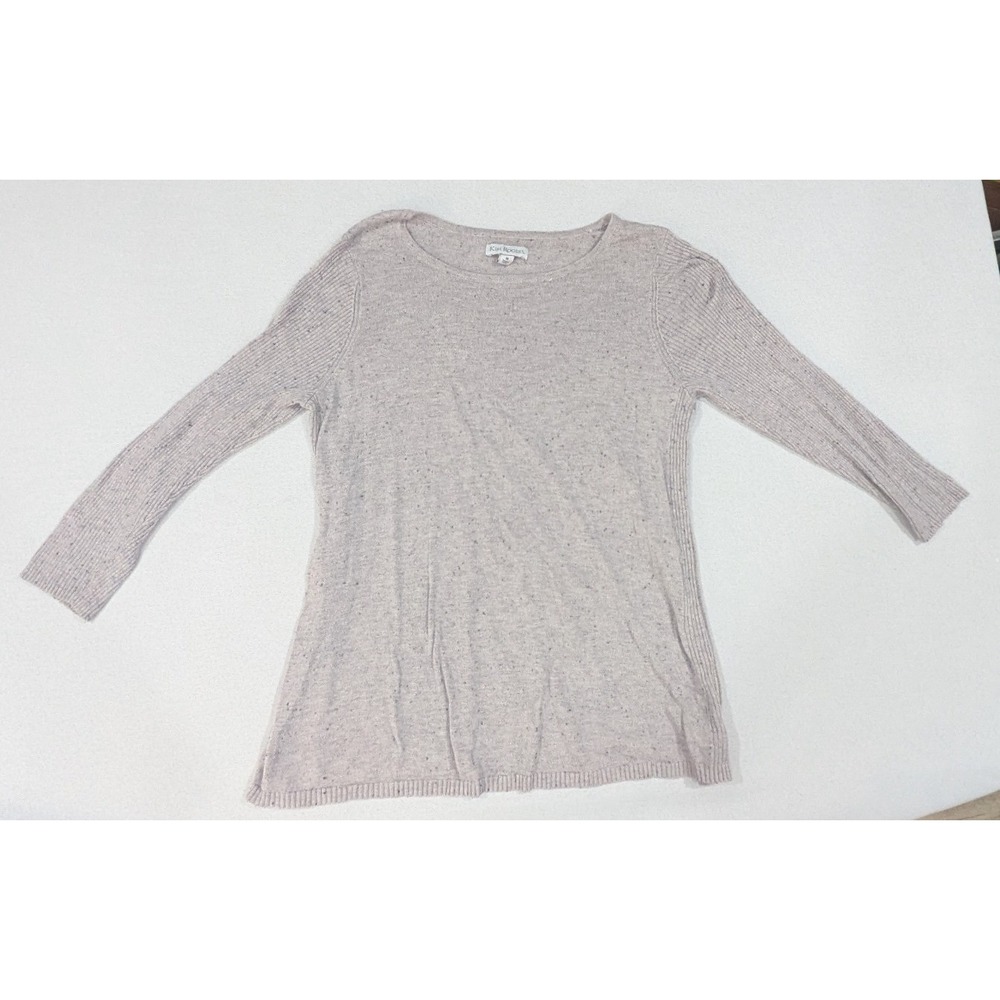Kim Rogers Sweater Womens M Gray Excellent Confetti Speckle Ribbed Knit Pullover